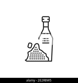 Icona della linea di colore della bottiglia in vetro di olio vegetale di cumino nero. Illustrazione Vettoriale