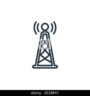 Icona vettoriale del trasmettitore. Icona del trasmettitore nero a linea sottile, immagine vettoriale piatta elemento semplice da un concetto di comunicazione modificabile isolato Illustrazione Vettoriale