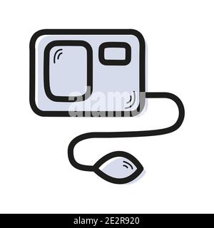 Icona del colore lineare vettoriale sotto forma di tonometro medico. Illustrazione Vettoriale