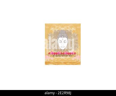 ritratto di buddha decorativo - illustrazione astratta Illustrazione Vettoriale