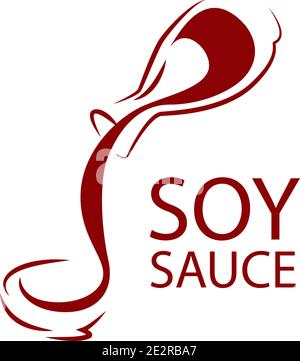 Logo vettoriale di salsa di soia, condimento giapponese Illustrazione Vettoriale