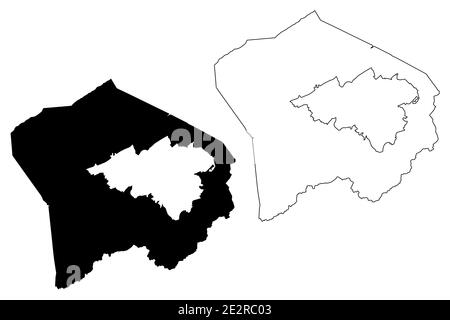 Roanoke County, Commonwealth of Virginia (Stati Uniti, Stati Uniti d'America, Stati Uniti, Stati Uniti, Stati Uniti) mappa vettoriale illustrazione, schizzo scrimolo Roanoke mappa Illustrazione Vettoriale