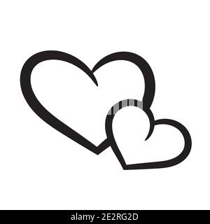 Contorno di un cuore su sfondo bianco. Un elemento di design per la tua creatività. Doodle Illustrazione Vettoriale