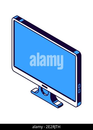 Monitor per computer, icone vettoriali isometriche per TV a schermo piatto Illustrazione Vettoriale