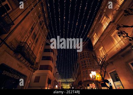 Luci di Natale nella città spagnola di Ourense, Galizia Foto Stock
