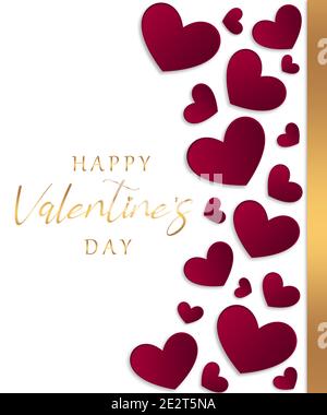 San Valentino saluto sfondo con flying hearts cornice, bello San Valentino design con cuore modello grande per l'invito, buono regalo, poster Foto Stock