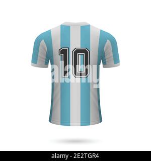 Maglia da calcio retrò Argentina con numero 10, modello maglia per divisa da calcio. Vista posteriore Illustrazione Vettoriale