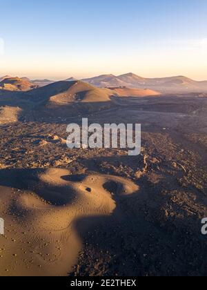 Veduta aerea di Timanfaya, Lanzarote. Paesaggio vulcanico Isole Canarie Foto Stock