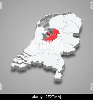Località della provincia di Flevoland nei Paesi Bassi Mappa isometrica 3d Illustrazione Vettoriale