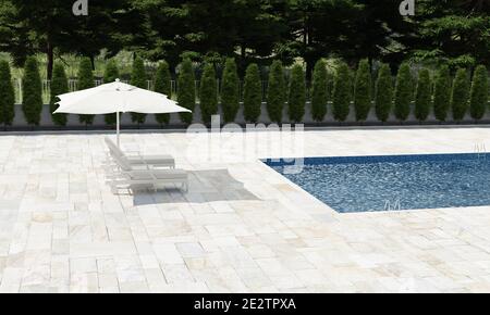 Cortile esterno residenziale piscina privata Foto Stock