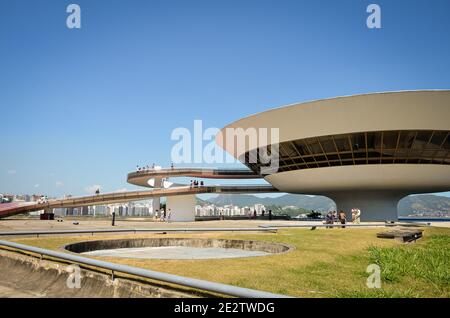 Niteroi Museo di Arte Contemporanea di Rio de Janeiro, Brasile Foto Stock