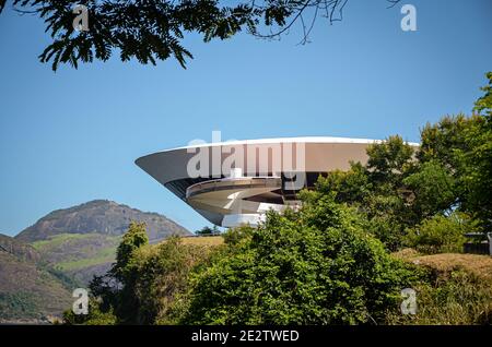 Niteroi Museo di Arte Contemporanea di Rio de Janeiro, Brasile Foto Stock