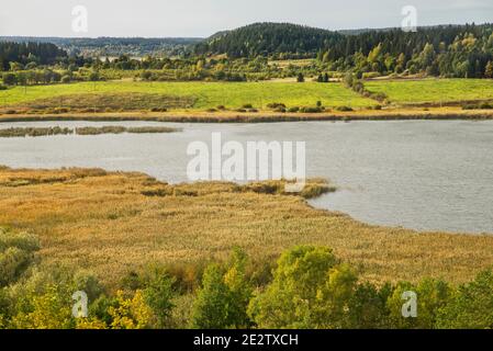 Vista dal monte Kuhavuori nel parco di Vakkosalmi. Sortavala (Serdobol). Repubblica di Carelia. Russia Foto Stock