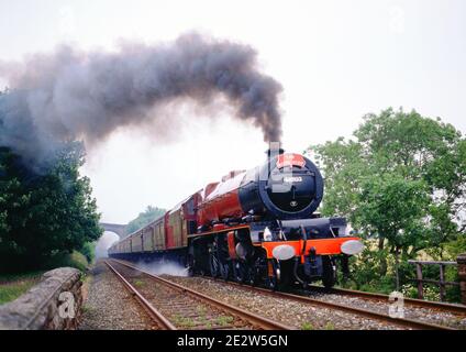 Princess Class No 46203 Princess Margaret Rose vicino a Long Marton, stabilirsi a Carlisle Railway, Inghilterra Foto Stock