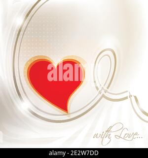 Modello moderno di carta giorno di San Valentino con cuore rosso. Layout grafico vettoriale. Colori CMYK Illustrazione Vettoriale