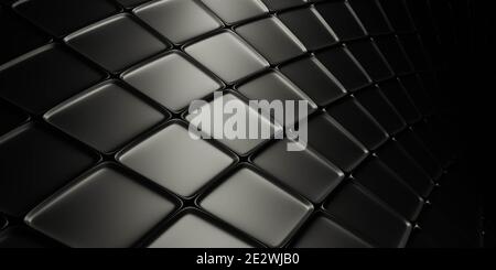 oggetto geometrico ritorto astratto costituito da cubi neri rendering 3d illustrazione Foto Stock