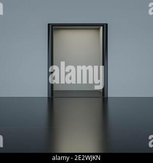 porta astratta in camera buia con chiave bassa calda e moderata illuminazione e corridoio architettura moderna rappresentazione 3d Foto Stock