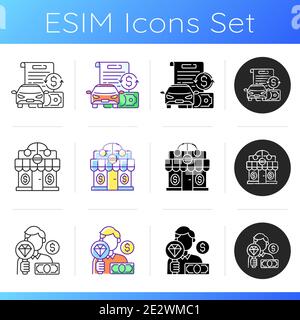 Set di icone per uffici in prestito Illustrazione Vettoriale