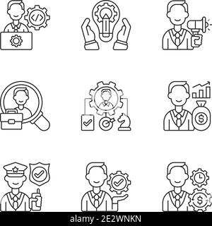 Insieme di icone lineari della struttura organizzativa Illustrazione Vettoriale