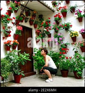 'Patio' raffigurato a Cordova, Spagna il 2009 maggio. Ogni mese di maggio a Cordova (Spagna), dal 1918, è possibile ammirare l'unico 'festival' di giardini e fiori chiamato 'Fiesta de los patios Cordobeses'. Ogni anno gareggia più di 50 giardini, o 'patios', per il primo posto e l'onore di essere riconosciuto il giardino più bello di Cordova. Quest'anno l'evento si svolgerà tra il 5 e il 16 maggio. Foto di Almagro/ABACAPRESS.COM Foto Stock