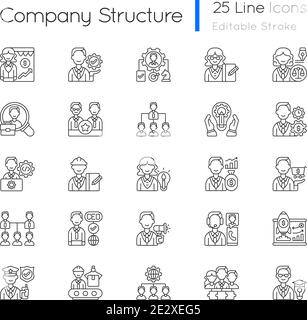 Insieme di icone lineari della struttura aziendale Illustrazione Vettoriale