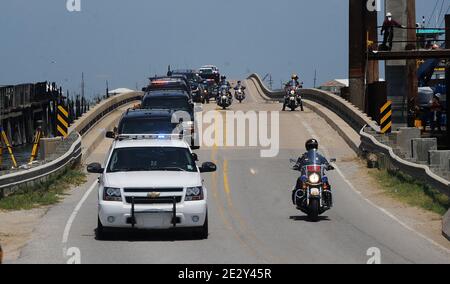 Il presidente Barack Obama viaggia verso la costa del Golfo della Louisiana per valutare gli ultimi sforzi per contrastare la fuoriuscita di petrolio della BP Deepwater Horizon nel maggio 28 2010 a Grand Isle, Louisiana, USA.(nella foto: Barack Obama). Foto di Olivier Douliery /ABACAPRESS.COM Foto Stock