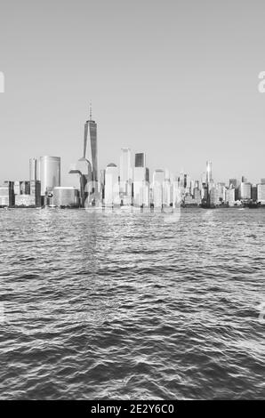 Immagine in bianco e nero della skyline di Manhattan, New York City, Stati Uniti d'America. Foto Stock