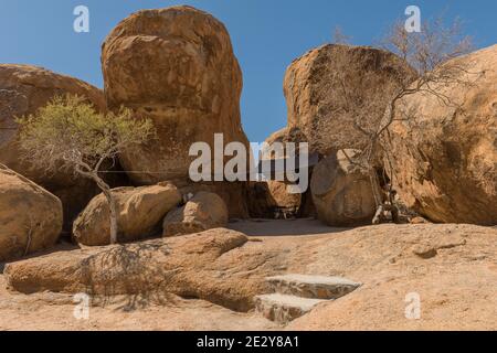 Il campeggio sul terreno della Erongofarmhaus, Namibia Foto Stock