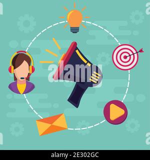 illustrazione vettoriale del concetto di marketing digitale Illustrazione Vettoriale