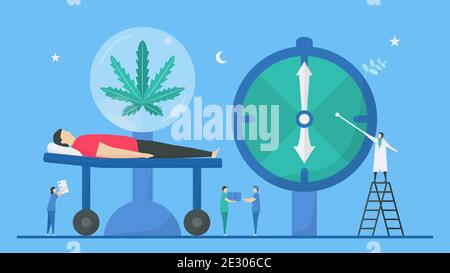 Beneficio della cannabis. Questa cosa può fare una buona salute come Dormi bene. Illustrazione vettoriale in stile piatto. Illustrazione Vettoriale