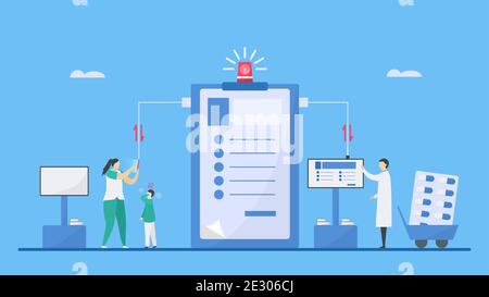 La sanità digitale è un mix di tecnologie come l’intelligenza artificiale, l’assistenza sanitaria, la vita e la società per aumentare l’efficienza e può aiutare il medico a decidere con precisione. VEC Illustrazione Vettoriale
