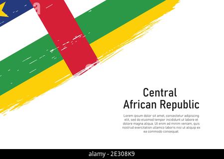 Grunge stile pennello stroke sfondo con bandiera della Repubblica Centrafricana. Modello per banner o poster. Illustrazione Vettoriale