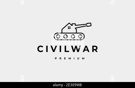 illustrazione vettoriale del disegno del logo della casa di un carro armato militare Illustrazione Vettoriale