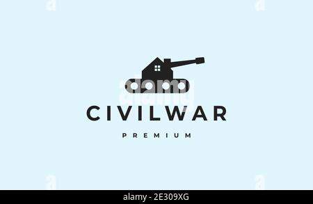 illustrazione vettoriale del disegno del logo della casa di un carro armato militare Illustrazione Vettoriale