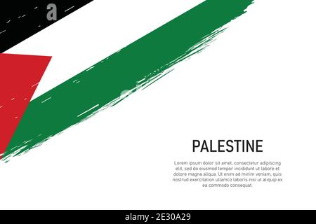 Grunge stile pennello stroke sfondo con bandiera di Palestina. Modello per banner o poster. Illustrazione Vettoriale