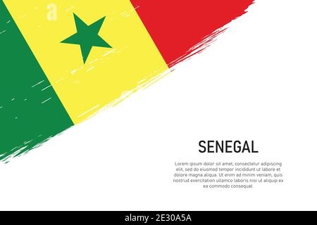 Grunge stile pennello stroke sfondo con bandiera del Senegal. Modello per banner o poster. Illustrazione Vettoriale