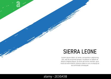 Grunge stile pennello stroke sfondo con bandiera della Sierra Leone. Modello per banner o poster. Illustrazione Vettoriale