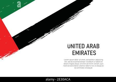 Grunge stile pennello stroke sfondo con bandiera degli Emirati Arabi Uniti. Modello per banner o poster. Illustrazione Vettoriale