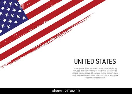 Grunge stile pennello tratto sfondo con bandiera degli Stati Uniti. Modello per banner o poster. Illustrazione Vettoriale
