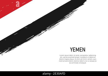 Grunge stile pennello stroke sfondo con bandiera dello Yemen. Modello per banner o poster. Illustrazione Vettoriale