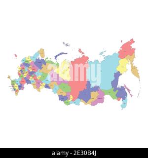 Mappa colorata di alta qualità della Russia con i suoi confini le regioni Illustrazione Vettoriale