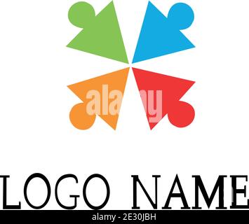 vettore di logo per l'adozione del bambino e la cura della comunità Illustrazione Vettoriale