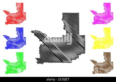Missoula County, Montana (Stati Uniti, Stati Uniti d'America, Stati Uniti, Stati Uniti, Stati Uniti) mappa vettoriale illustrazione, schizzo scrimolo Missoula mappa Illustrazione Vettoriale