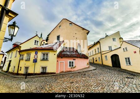 Ha depilato la zona di New World a Praga in inverno Foto Stock