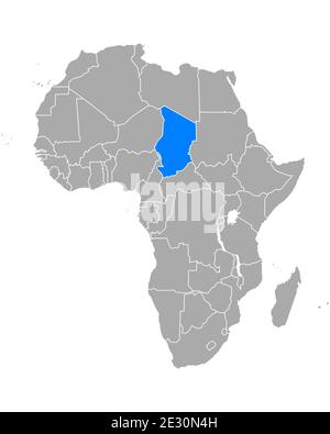 Mappa del Ciad in Africa Foto Stock