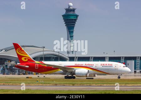 Guangzhou, Cina - 23 settembre 2019: Hainan Airlines Boeing 787-8 Dreamliner aereo all'aeroporto di Guangzhou (CAN) in Cina. Foto Stock