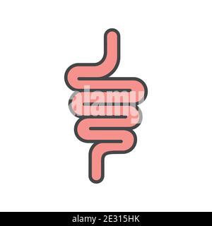 Icona del tratto intestinale isolata su sfondo bianco. Illustrazione Vettoriale