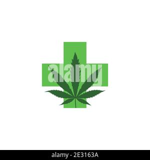 logo della cannabis medica isolato su sfondo bianco. Illustrazione vettoriale Illustrazione Vettoriale