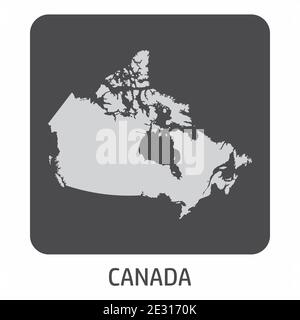 L'icona della mappa silhouette Canada sul riquadro scuro Illustrazione Vettoriale