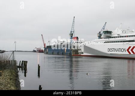 TRAGHETTO IN PORTO al cantiere navale di Falkenberg Halland Foto Stock